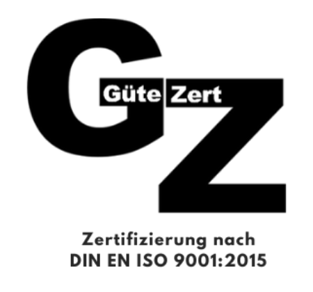Certification logo representing reliable cleaning and professional training in security solutions. ISO 9001:2015 standard.