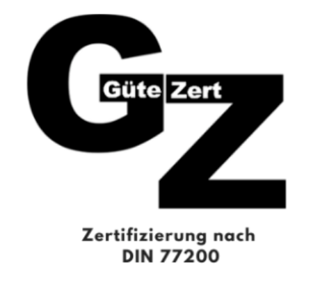 Logo featuring GZ indicates certification for Security Solutions, Professional Training, and Reliable Cleaning services.