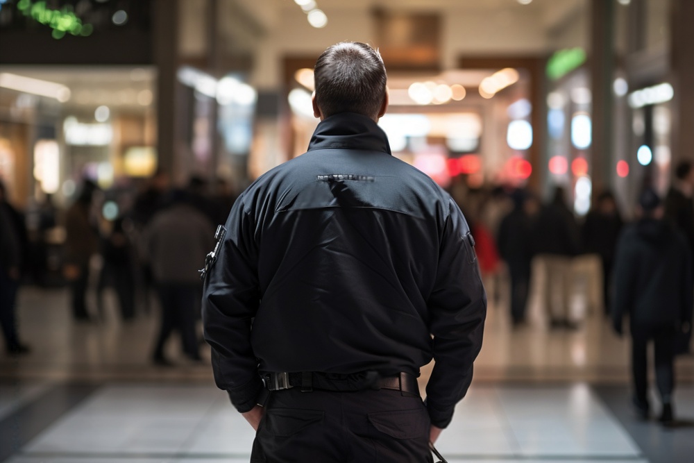 Ein Sicherheitsdienst überwacht die Menschenmenge, mit Fokus auf Qualitätskontrollen, Zertifikate und Sicherheitsdienst.